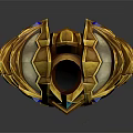 Golden Ornate Mechanical Armor With Blue Gems Spiked Geometric Design