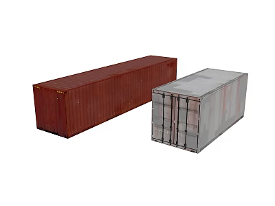 Red And Gray Shipping Containers For Cargo Transport And Storage 3d model