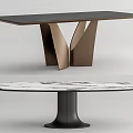 Modern Dining Tables With Rectangular Black Top Gold Geometric Legs Round Marble Top Black Cylindrical Base 3d model