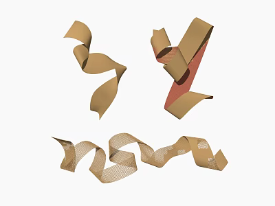 Decorative Brown Curled Paper Strips Wall Decor In Various Styles 3d model