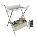 Portable Wooden Foldable Stand With Small Potted Plants Tissue And Blackboard