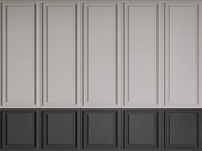 Modern Two Tone Wainscoting Design With Vertical Panels And Neutral Tones 3d model