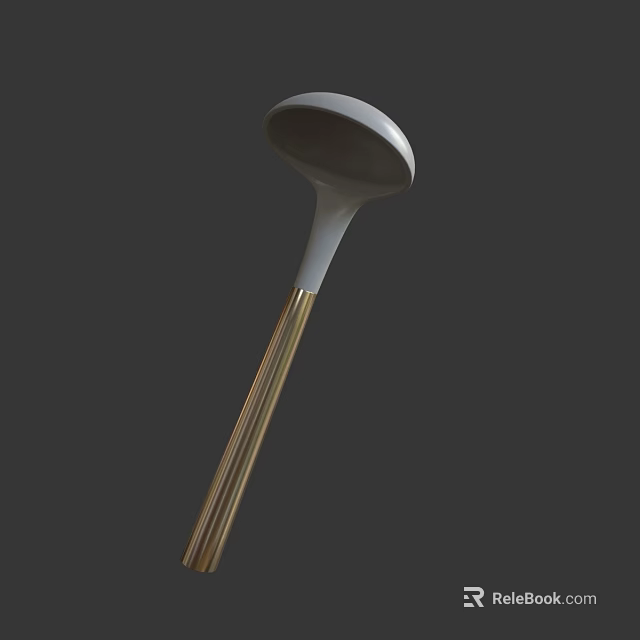 White Golf Club Head With Golden Shaft On Dark Background 3d model 