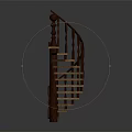 Modern Wooden Spiral Staircase With Smooth Steps Curved Handrail And Round Finial