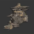 Natural Wood And Stone Stacked Sculpture With Textured Layers And Decorative Design