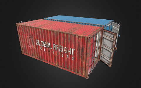 industrial LOFT container sea cargo box tin trunk 3d model