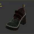 Stylish Black Platform Shoes With Yellow Stitching Chunky Heel And Buckle Design For Daily Use