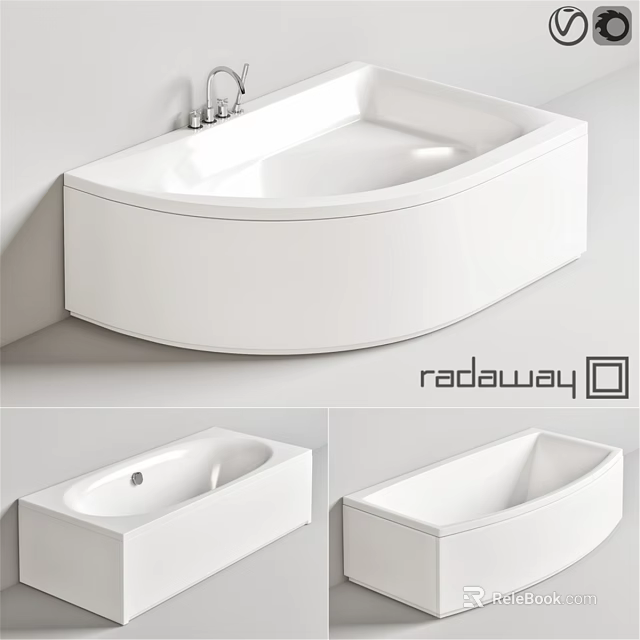 Modern White Freestanding Bathtub With Curved Edge And Chrome Faucet Design 3d model 