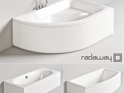 Modern White Freestanding Bathtub With Curved Edge And Chrome Faucet Design 3d model
