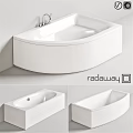Modern White Freestanding Bathtub With Curved Edge And Chrome Faucet Design