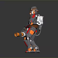 Game Movie Sci Fi Combat Robot Character With Armor And Large Weapon