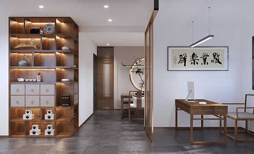 New Chinese Office Tea Room 3d model