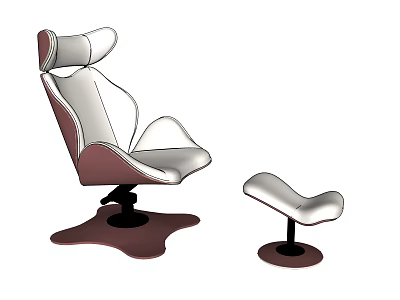 Ergonomic Office Chair With Matching Footrest Modern Leather Design For Comfortable Workspace 3d model