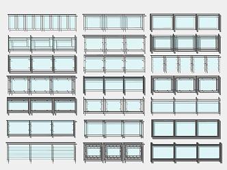 Glass Railing Iron Railing Balcony Railing Glass Handrail Fence Guardrail 3d model