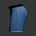 Fashionable Blue Denim Mini Skirt With Black Belt And Silver Buckle