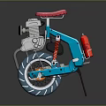 Cosmic Exploration Blue Monowheel Vehicle Featuring Red Seat And Engine Structure