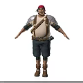 Man Wearing Red Bandana White Shirt Brown Utility Belt Black Shorts And Brown Boots