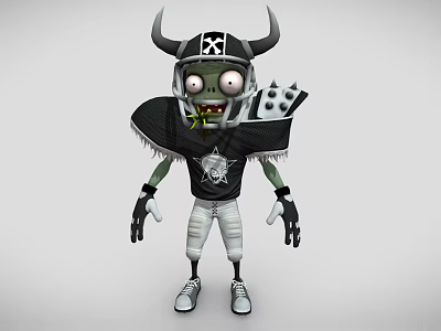 Game Movie Character Green Zombie With Horned Helmet And Skull Emblem Sports Uniform 3d model