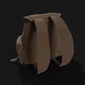 Brown Canvas Pet Backpack With Multiple Pockets And Green Straps 3d model