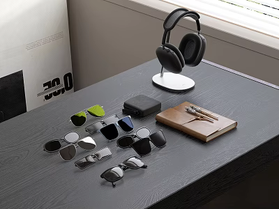 Sunglasses Glasses Case Headset Earphone Holds Notepad Pen 3d model
