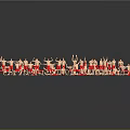 Human Figures in Red Outfits Performing Dynamic Poses in Circular Formation on Reflective Ground