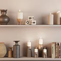 Modern Minimalist Decorative Ornament Combinations With Ceramic Vases Candles Books And Picture Frames On Shelves
