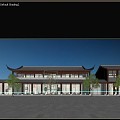 New Chinese Restaurant Architecture Restaurant Appearance 3d model