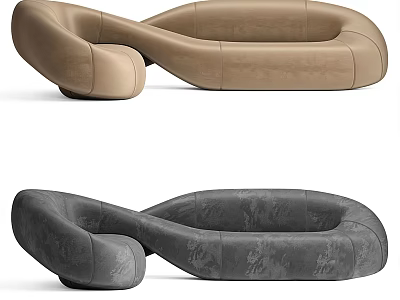 Abstract Shape Sofa Brown And Gray Leather Upholstered Modern Contemporary Design 3d model