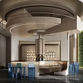 Luxury Modern Sales Office Lobby With Stylish Cafe Counter And Elegant Soft Warm Ambient Lighting