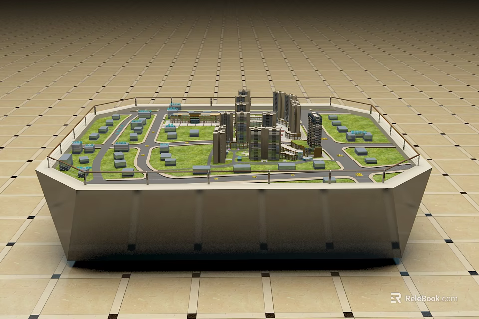 Commercial Equipment Urban Planning Model Featuring High Rise Buildings Roads And Green Areas 3d model 