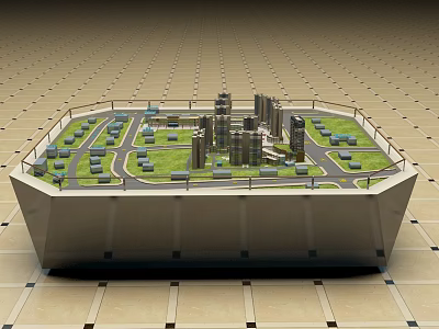 Commercial Equipment Urban Planning Model Featuring High Rise Buildings Roads And Green Areas 3d model