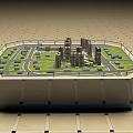 Commercial Equipment Urban Planning Model Featuring High Rise Buildings Roads And Green Areas