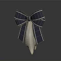 Chic Navy Blue Bow Jewelry With White Stripes Elegant Satin Design Accessory