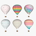 Colorful Hot Air Balloons With Various Patterns Like Stripes Stars And Gradient