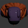 Game Movie Character 3D Model With Purple Bat Helmet Red Hair And Green Eyes