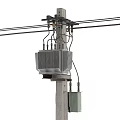 Roadside Electrical Facilities Featuring Wooden Utility Poles Transformers and Power Lines