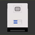 White Industrial Generator With Control Panel Indicators Viewing Window And Black Base 3d model