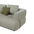 Comfortable Light Gray Leather Sectional Sofa With Green Cushions Modern Design 3d model