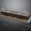 Brown And White Train Model With Detailed Carriages Roof Structures And Windows