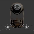 Steampunk Airship Design Featuring Cylindrical Hull Metallic Frame And Propeller Details