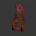 Intricately Carved Wooden Chair With Gothic Style Arch Design And Armrests