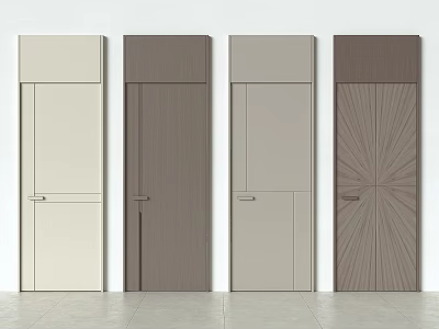 Contemporary Hinged Doors With Various Styles Colors And Textures Against White Wall 3d model