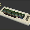 Vintage Commodore Electronic Keyboard with White Body Black Keys and Side Key Section 3d model