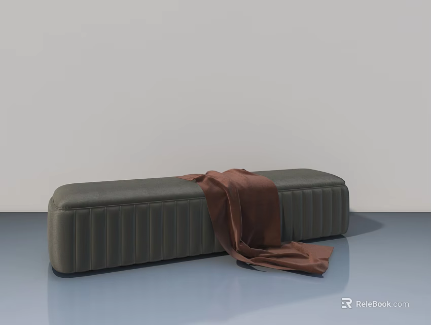 Contemporary Swing Door In Green With Brown Fabric And Gray Wall 3d model 