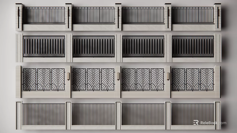 Modern Feature Wall Design With Geometric Grilles And Decorative Patterns 3d model