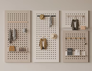 Hole Board Wall Decoration Pendant Partition Wall Panel Storage Rack Leisure Chair Hanger Clothes Hat 3d model