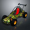 Off-road Go-kart With Camouflage Design Red Seat Black Frame And Yellow Wheels