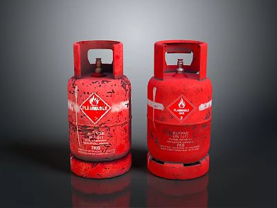 Two Red Gas Cylinders Essential Household Items For Daily Use 3d model
