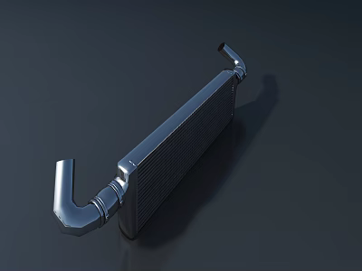 Automotive Metal Radiator With Grid Surface And Curved End Pipes For Cooling System 3d model