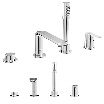 Modern Chrome Faucet With Single Handle Spray Head And Matching Accessories 3d model